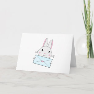 Cartão Coelho fofo e adorável segurando Carta de Amor