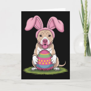 Cartão Coelho Fofo Pitbull Cão Páscoa Abraço Ovos Feliz P
