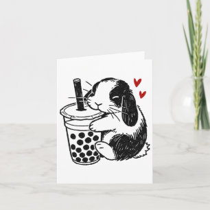 Cartão Coelho Holland Lop Ama Chá Boba Bunny E Bolha