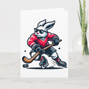 Cartão Coelho Hóquei no Gelo Bunny Dia de Páscoa 
