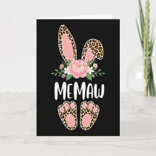 Cartão Coelho Memaw Leopardo Floral Feliz Páscoa Primaver