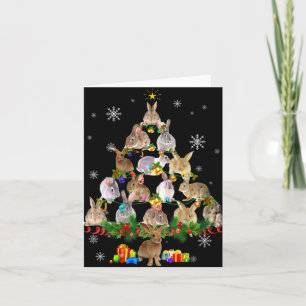 Cartão Coelho Natal Árvore de Natal Neve Coelho Divertido