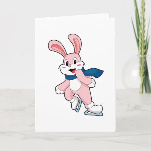 Cartão Coelho Patinação no gelo Patins de gelo
