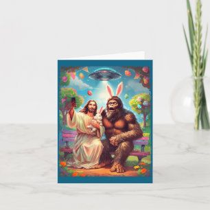 Cartão Coelho pé grande divertido páscoa jesus sasquatch