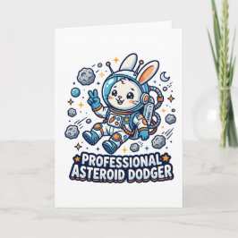 Cartão Coelho Profissional que Desvia de Asteroides