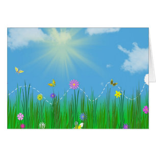 Cartão coelho saltando na grama