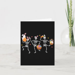 Cartão Coelho Skeleton Dancing Páscoa Basket Cenoura Engr