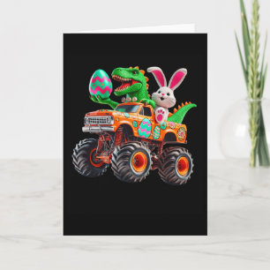 Cartão Coelho T-rex Páscoa Caminhão Monstro Dino Engraçad