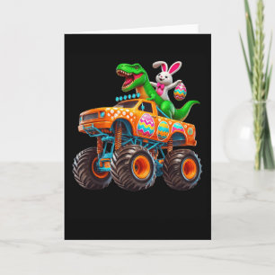 Cartão Coelho T-rex Páscoa Caminhão Monstro Dino Engraçad