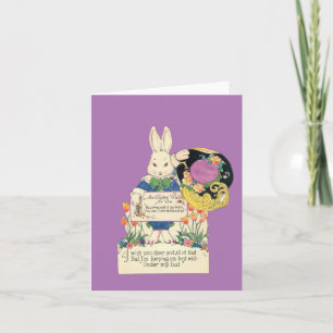 Cartão Coelho Vintage com Chapéu de Páscoa
