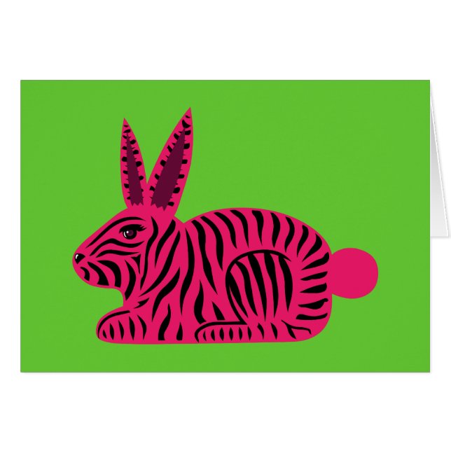 Cartão Coelho Zebra Rosa (Frente Horizontal)