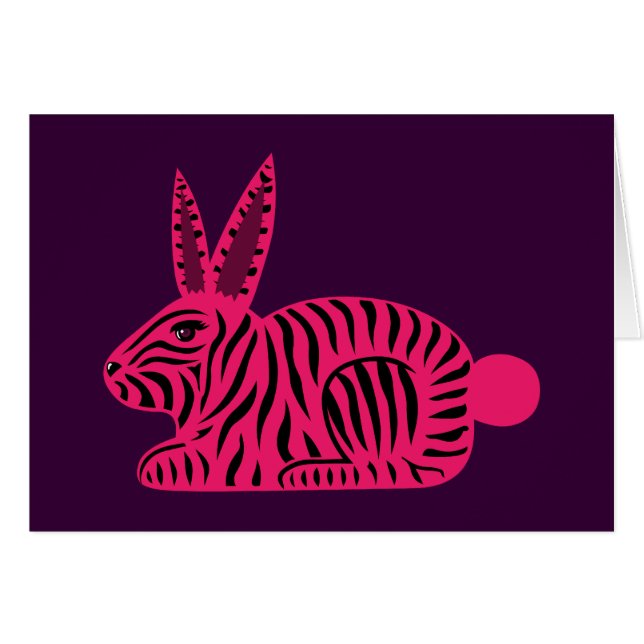 Cartão Coelho Zebra Rosa (Frente Horizontal)