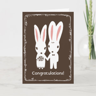 Cartão Coelhos Casamento Parabéns Congrats
