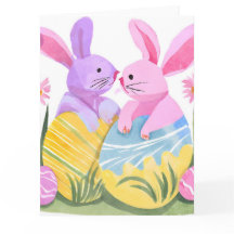 Coelhos de Ovo de Páscoa | Aquarela Pastel