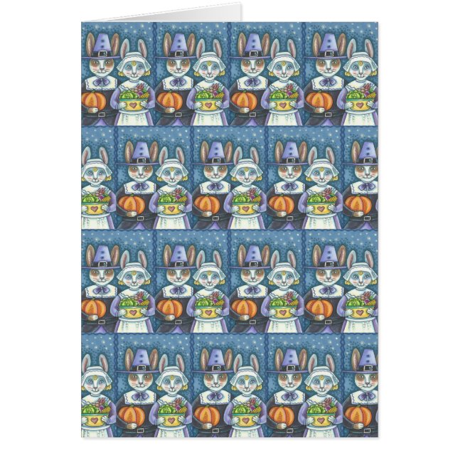 Cartão COELHOS DE PILGRIM GRAÇAS AO Vazio DA PLACA DE GRE (Frente)