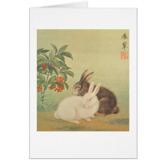 Cartão Coelhos e bagas