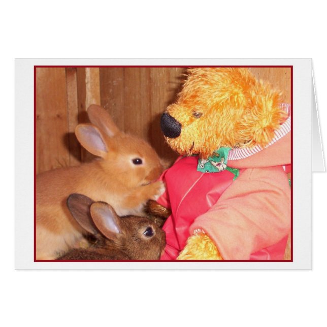 Cartão coelhos pequenos do bebê do amor dos teddybears (Frente Horizontal)