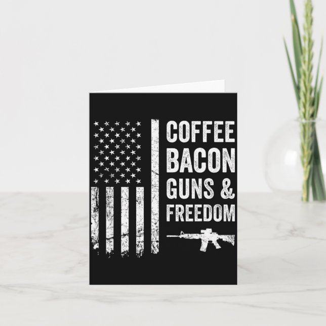 Cartão Coffee Bacon Guns &amp; Dom - Bbq Grill Funny Gun  (Frente)