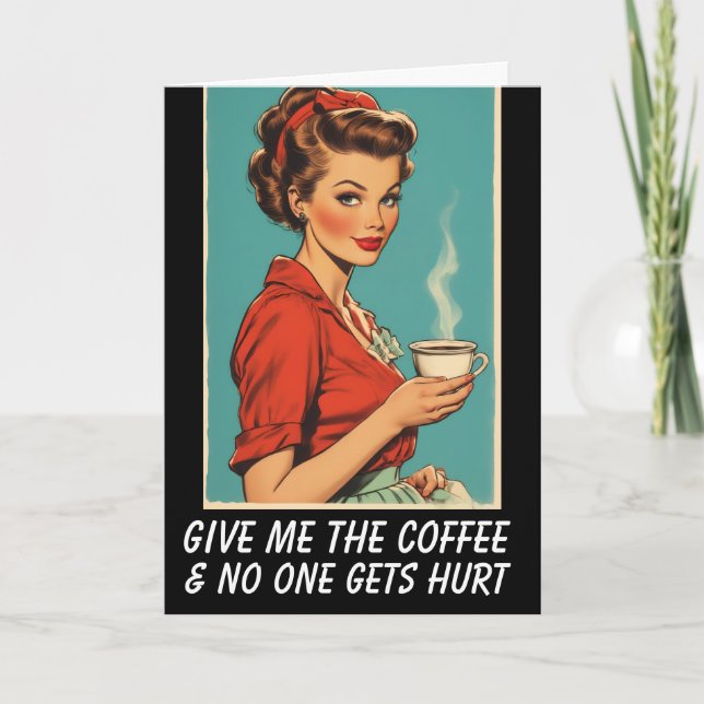 Cartão COFFEE HELLO RETRO HOUSEWIFE Greeting Card (Frente)