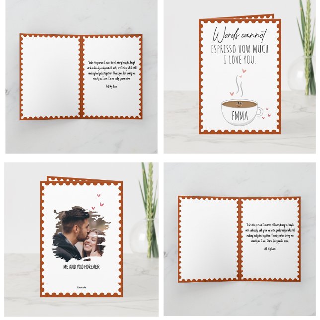 Cartão Coffee Pun Say I Love You Funny Valentines Day  (i love you valentines day cards modern heart couple simple cute photo humor funny heart for him )