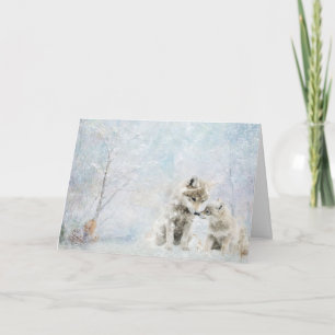 Cartão Coiotes De Animais Da Floresta Cura Em Neve
