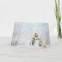 Cartão Coiotes De Animais Da Floresta Cura Em Neve