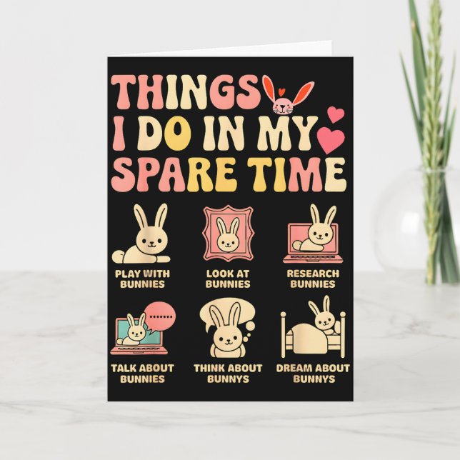 Cartão Coisas Divertidas Que Faço No Meu Tempo Livre Bunn (Frente)