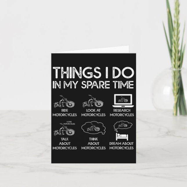 Cartão Coisas que faço no meu tempo livre piloto de motoc (Frente)