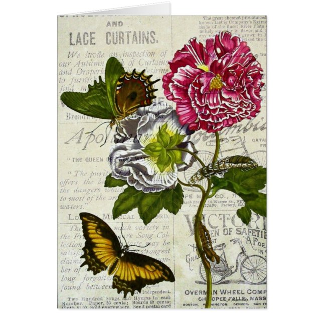 Cartão Colagem bonito do vintage (Frente)