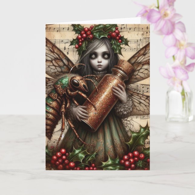 Cartão Colagem da Fada de Natal da Cigarra (Orquídea)