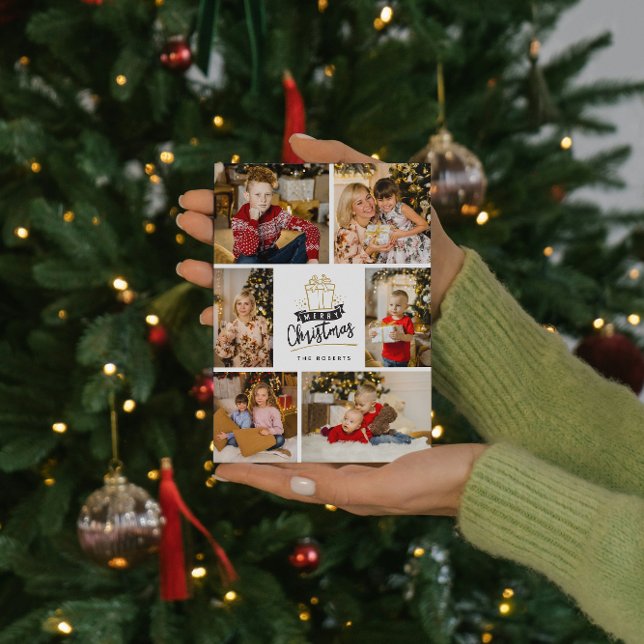 Cartão Colagem de 6 fotos Feriados de Bolinhas Vermelha d (Criador carregado)