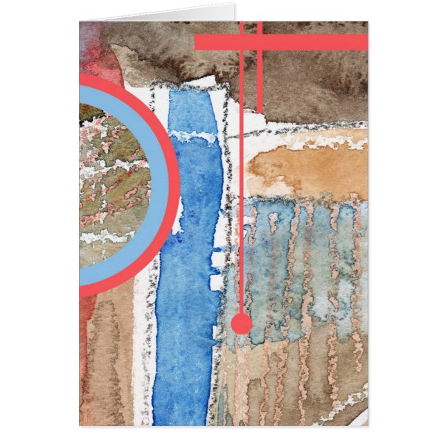 Cartão Colagem de abstrato, mídia mista e aquarela 5 (Frente)