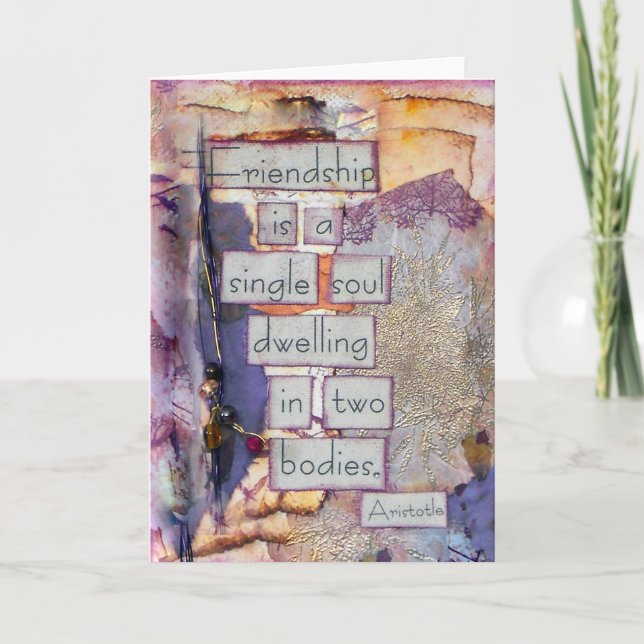 Cartão Colagem de Amizade | A Amizade É Uma Alma Solteiro (Frente)
