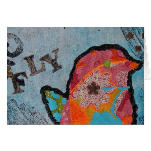 Cartão Colagem de arte mestiça Fly Bird (Frente Horizontal)