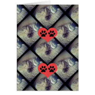 Cartão Colagem de Cat com PawPrints por Shirley Taylor