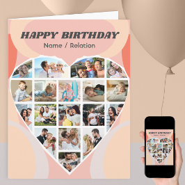 Cartão Colagem de Foto Cardíaca Parto Personalizado Groov