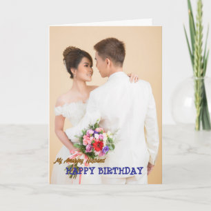 Cartão Colagem de foto de aniversário feliz marido modern