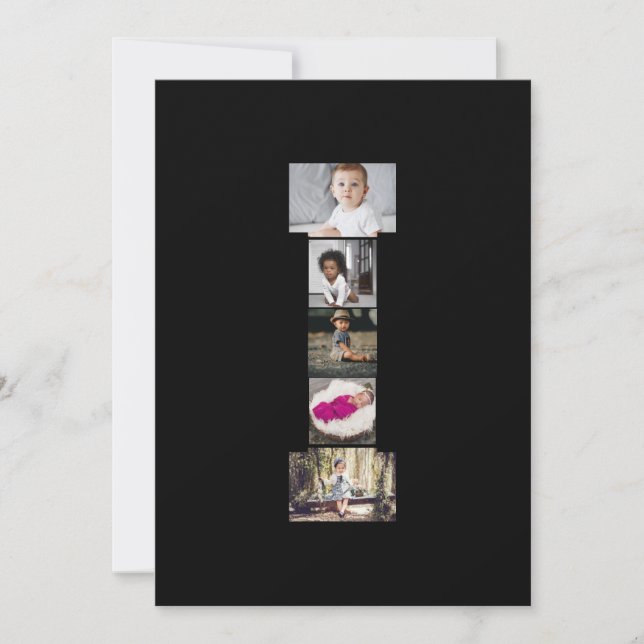 Cartão Colagem de Fotografias com design Carta I (Frente)