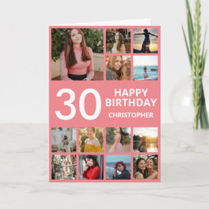 Cartão Colagem de Fotografias de aniversário de 30 anos