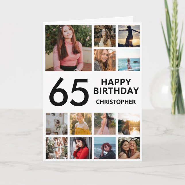 Cartão Colagem de Fotografias de Aniversário do 65.º Aniv (Frente)