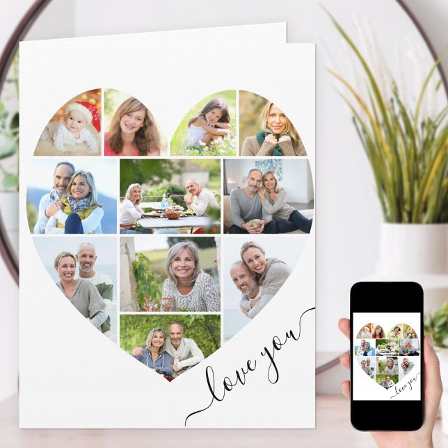 Cartão Colagem de Fotografias do Heart 11Love Você Escrev (Criador carregado)