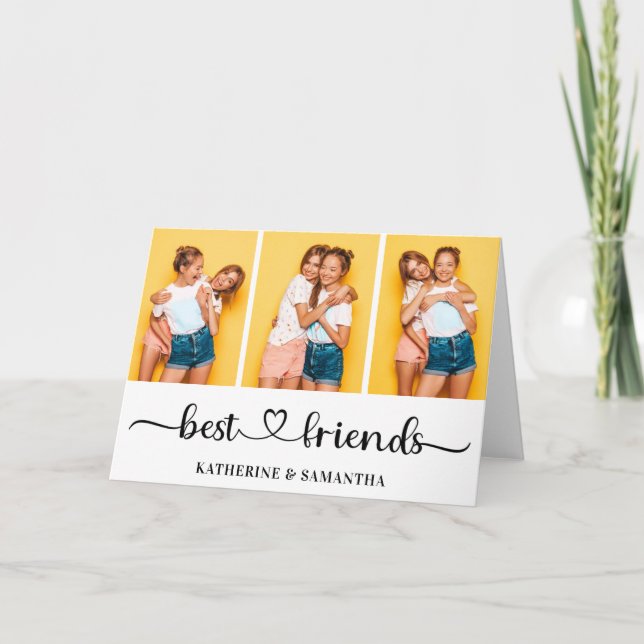 Cartão Colagem de Fotografias Personalizada 3 Melhores Am (Frente)