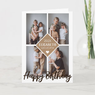 Cartão Colagem de Fotografias Simples de Aniversário Pers