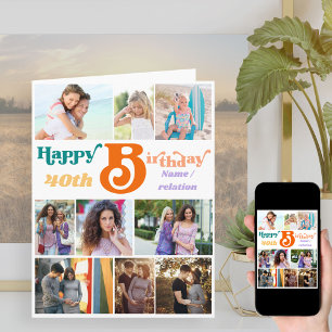 Cartão Colagem de Fotos 10 Imagens Nome e Idade de Aniver