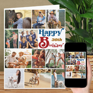 Cartão Colagem de Fotos 12 Imagens Qualquer Idade Grande