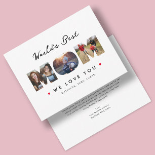 Cartão Colagem de Fotos 3 Carta Hilária Melhor Mãe do Mun