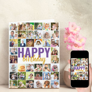 Cartão Colagem de Fotos 40 Fotos Personalizadas de Aniver