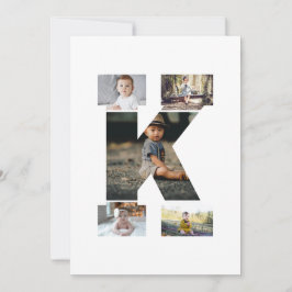 Cartão Colagem de Fotos com Letra K em Preto e Branco