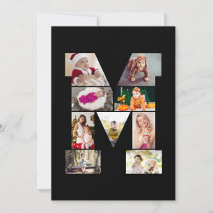 Cartão Colagem de Fotos com Letra M em Preto e Branco