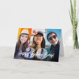 Cartão Colagem de Fotos com Números em Destaque Feliz Ani